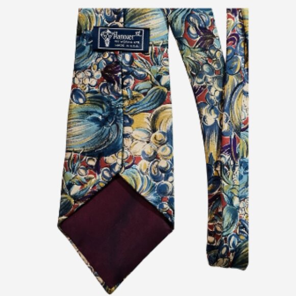 Hanover Men's Tie Paisley Design Multi-Color 100% Silk Made In USA 60" Long - Picture 3 of 4